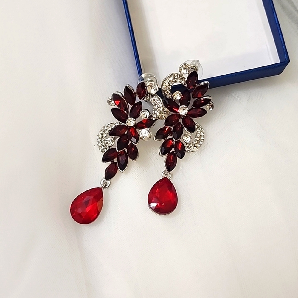 Brand New red crystal earrings